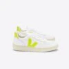 V-10 LEATHER WHITE JAUNE FLUO