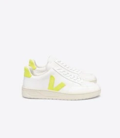 V-12 LEATHER WHITE JAUNE FLUO